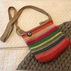 The Sak Crochet Woven Women's Colorful Striped Crossbody Shoulder Bag